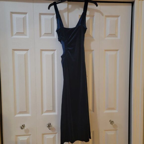 NIGHT NIGHT by Jonathan Simkhai Womens Blue Dk Cut Out Velvet Midi Dress… - Picture 12 of 13